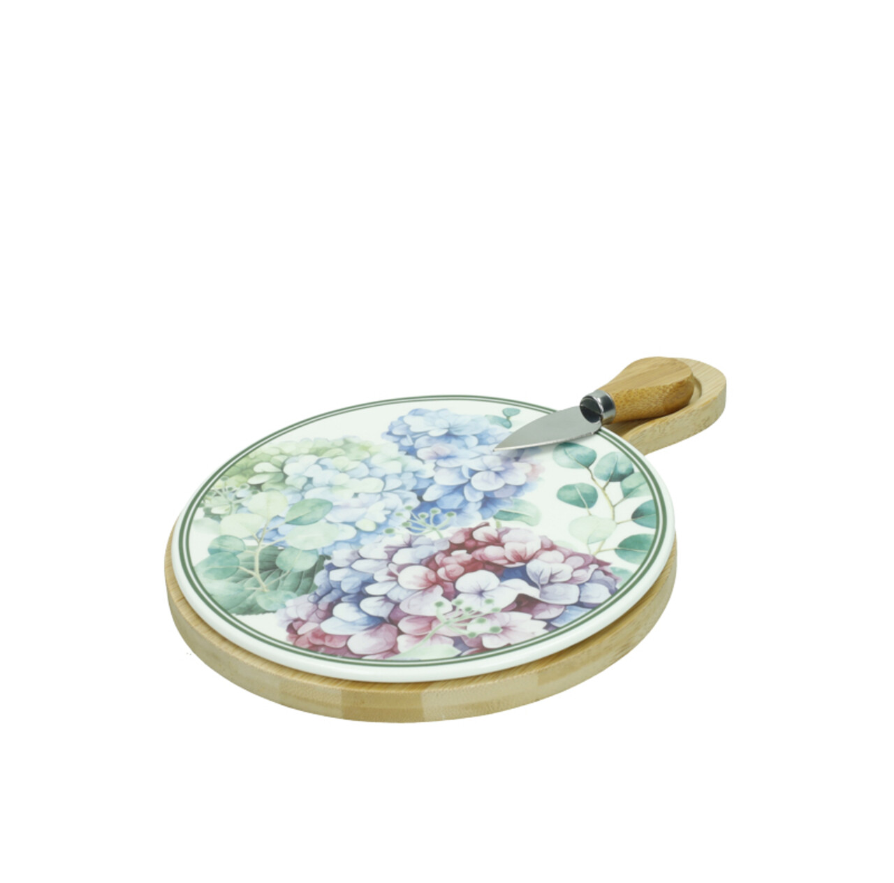 Set servire branzeturi, tocator si cutit, Flora, Brandani, 20.5x29.5 cm, portelan/bambus/inox - imagine 4